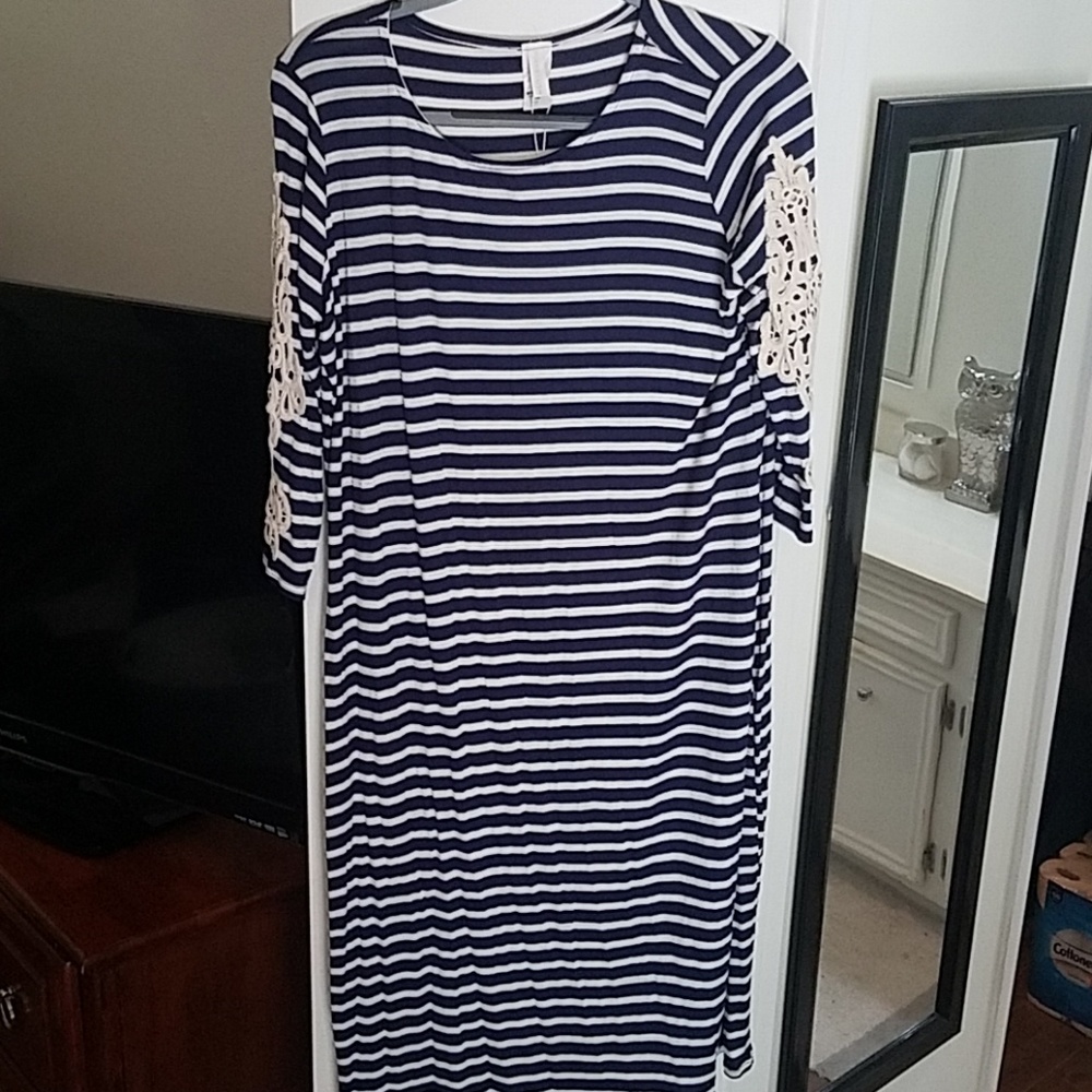 🌞Striped Pinkblush Embroidered Dress